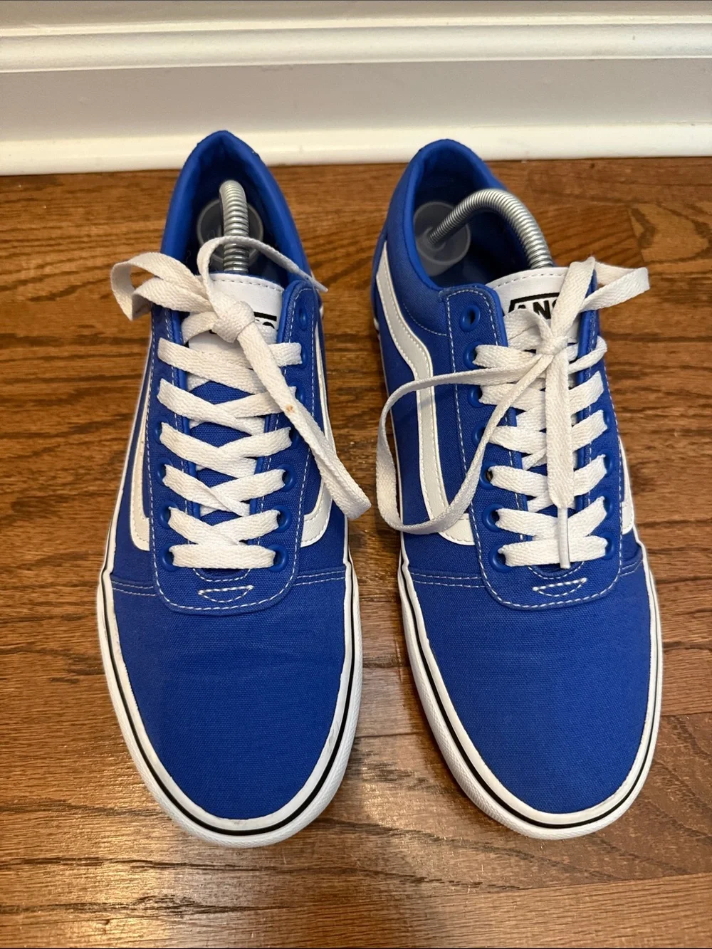 Vans Blue Canvas Low-Top Old Skool Sneakers with White Stripe